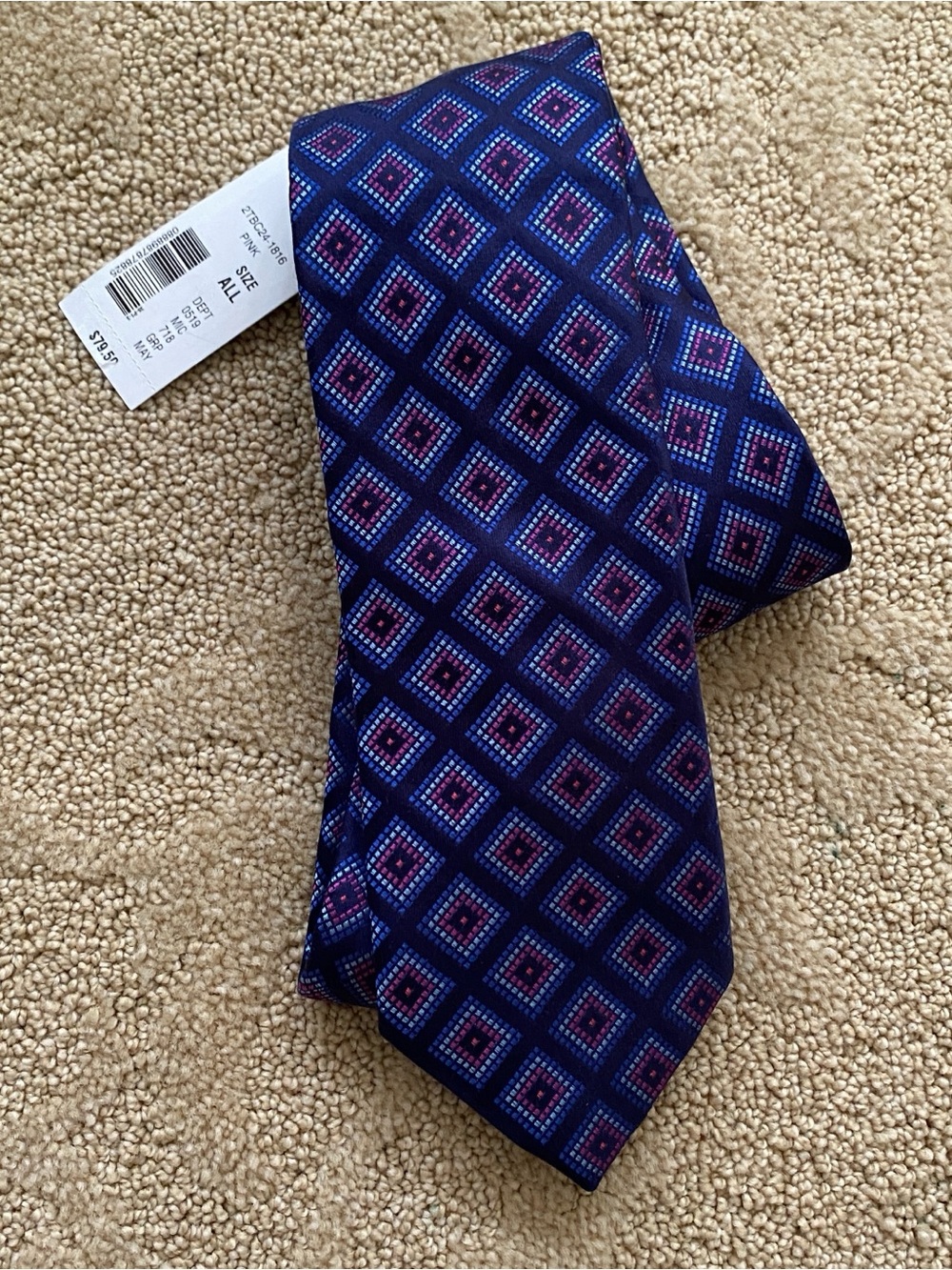 TED BAKER London Men's 100% Silk Tie Purple Blue Geometric NEW MSRP: $79.50